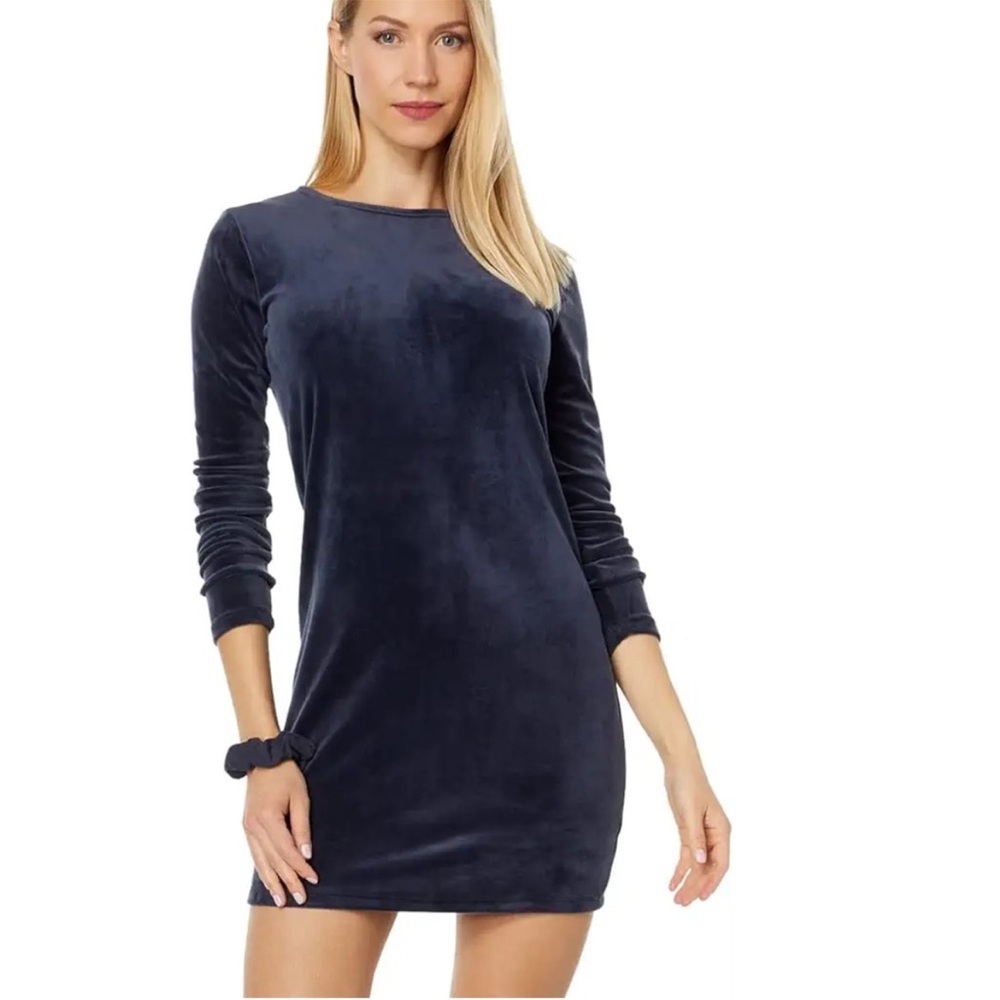 Splendid velour mini dress size small. Navy blue long sleeve crew neck‎ bodycon